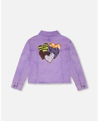 Girls Mauve Denim Jacket with Embroidery