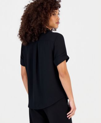 Petite Short-Sleeve Button-Front Shirt
