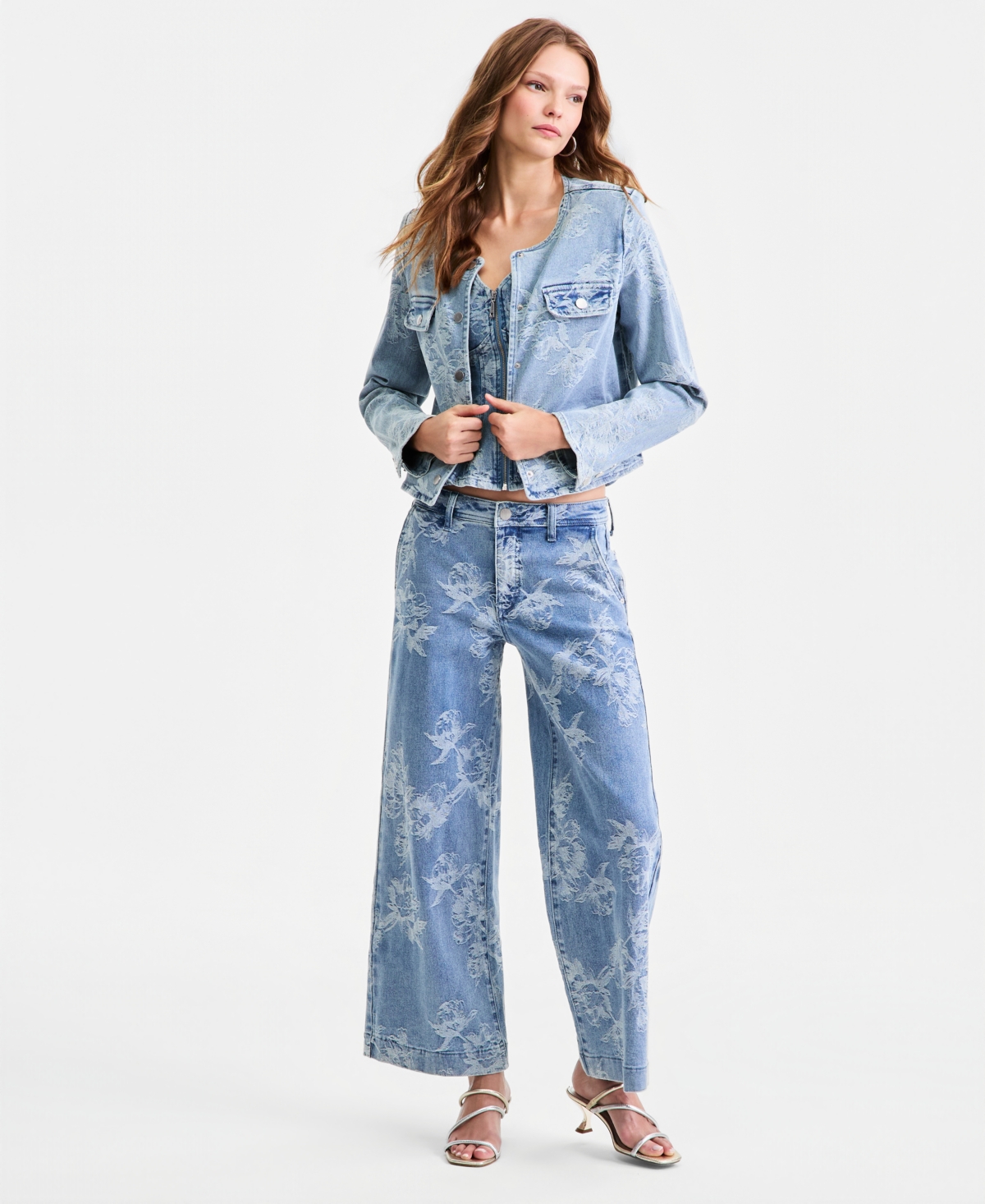 Guess Women's Addison Long-Sleeve Printed Denim Jacket
