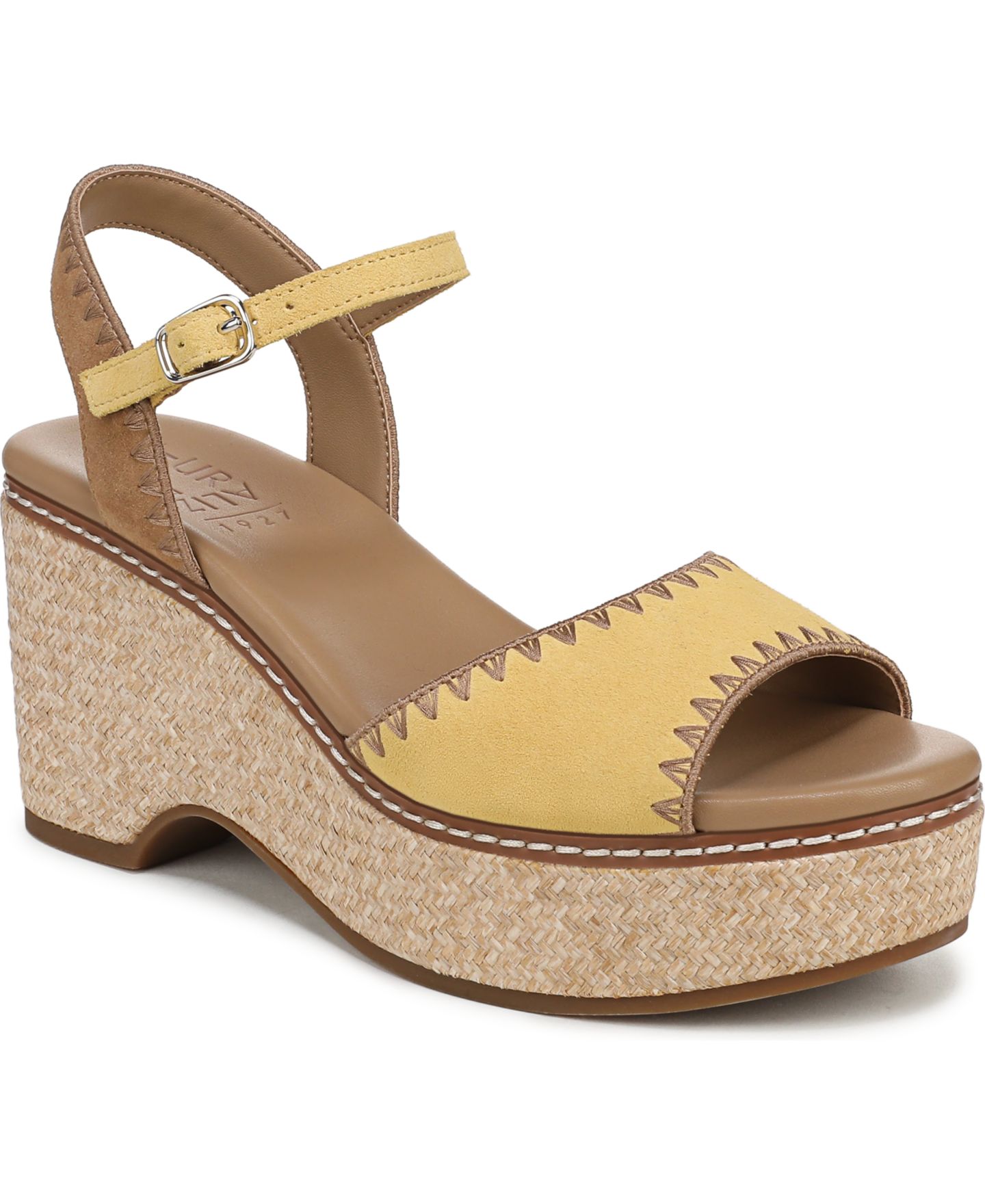 Женские сандалии Naturalizer Della Strappy Wedge Heel, цвет: Жёлтый разноцветный замшевый — фото 1