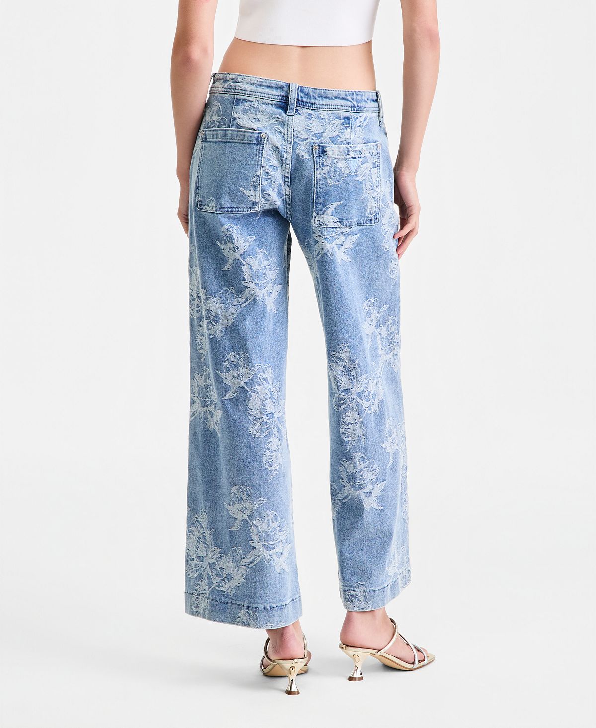 GUESS Women's Zoya Wide-Leg Printed Crop Jeans view 4 — MAYCSS fashion products