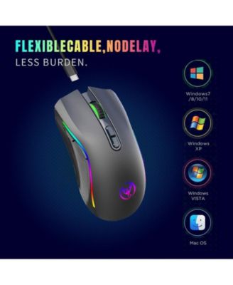 RGB Gaming Mouse - 2.4G Wireless Mouse, 4800 DPI Adjustable, Type-C Rechargeable, 650mAh Battery, 7-Button Design, for PC & Laptop, Mac