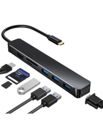 7-in-1 USB C Hub with 4K HDMI & VGA, 5Gbps Data Transfer, Multiport Docking Station for Home Office, Gaming & Travel
