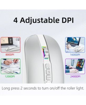 Dual-Mode Wireless Silent Mouse - (2.4G + Bluetooth 5.1)- 4 Adjustable DPI 800-2400, Type-C Rechargeable, Slim Portable for PC, Laptop, Mac