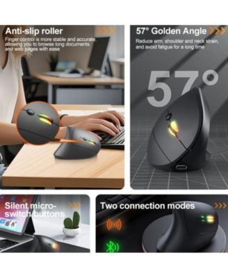 Ergonomic Vertical Wireless Mouse, Dual Mode (Bluetooth 5.4 + 2.4G),Silent Click,3 DPI Levels, for Office/Gaming,for Laptop/PC/Mac