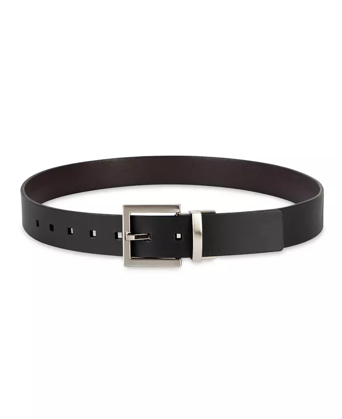 35MM Men's Reversible Rectangular Buckle Leather Belt - thumbnail 5