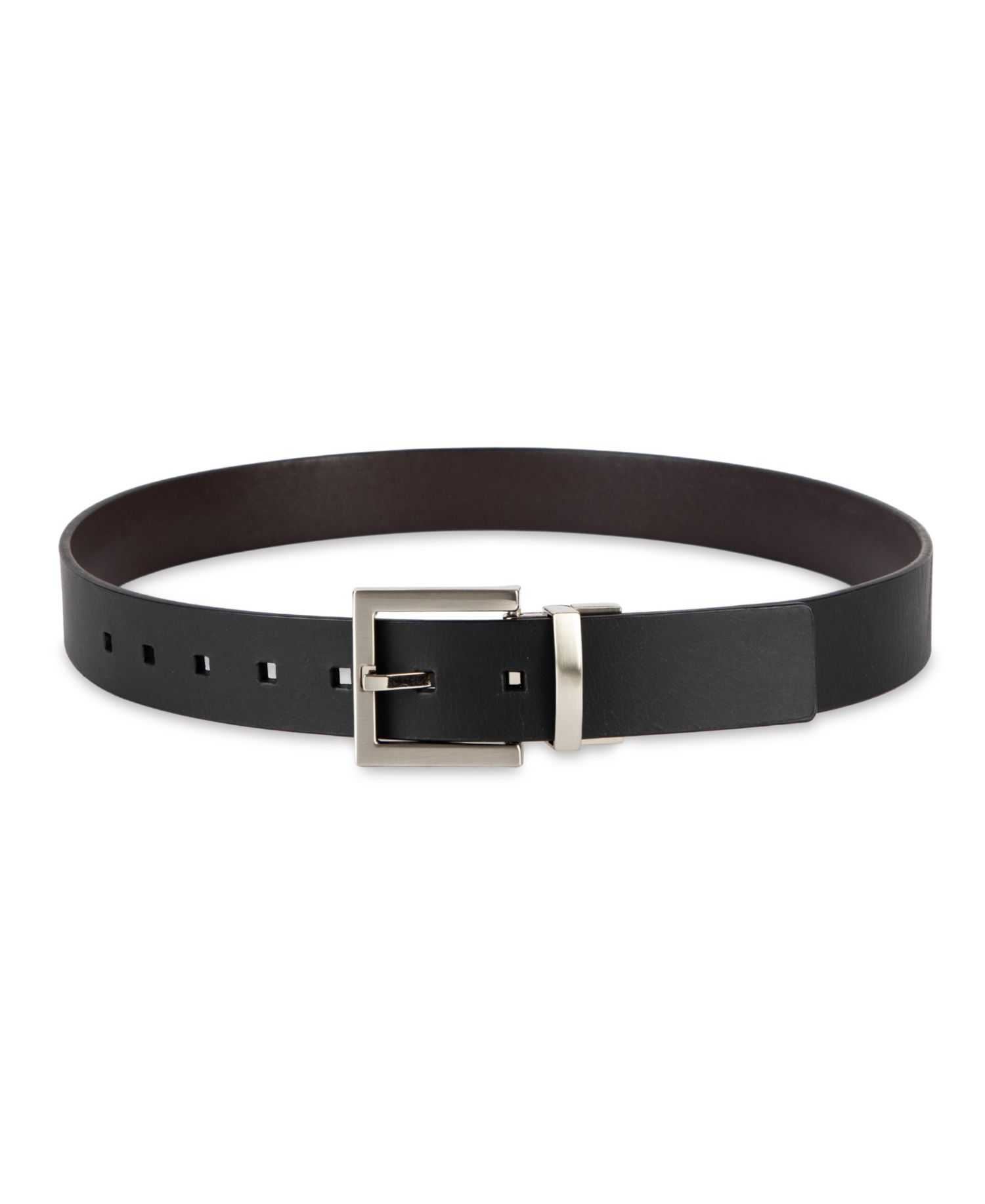 35MM Men's Reversible Rectangular Buckle Leather Belt