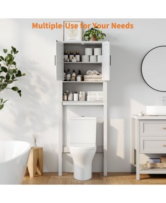 23.6 Inches Wide Toilet Rack with Over The Toilet Storage Cabinet , Small Freestanding Space Saver