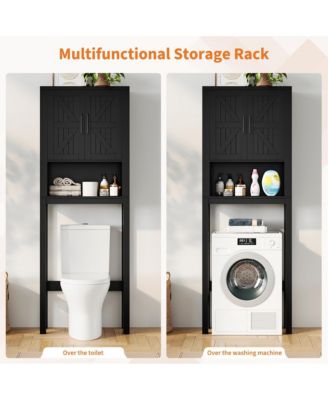 23.6 Inches Wide Toilet Rack with Over The Toilet Storage Cabinet , Small Freestanding Space Saver