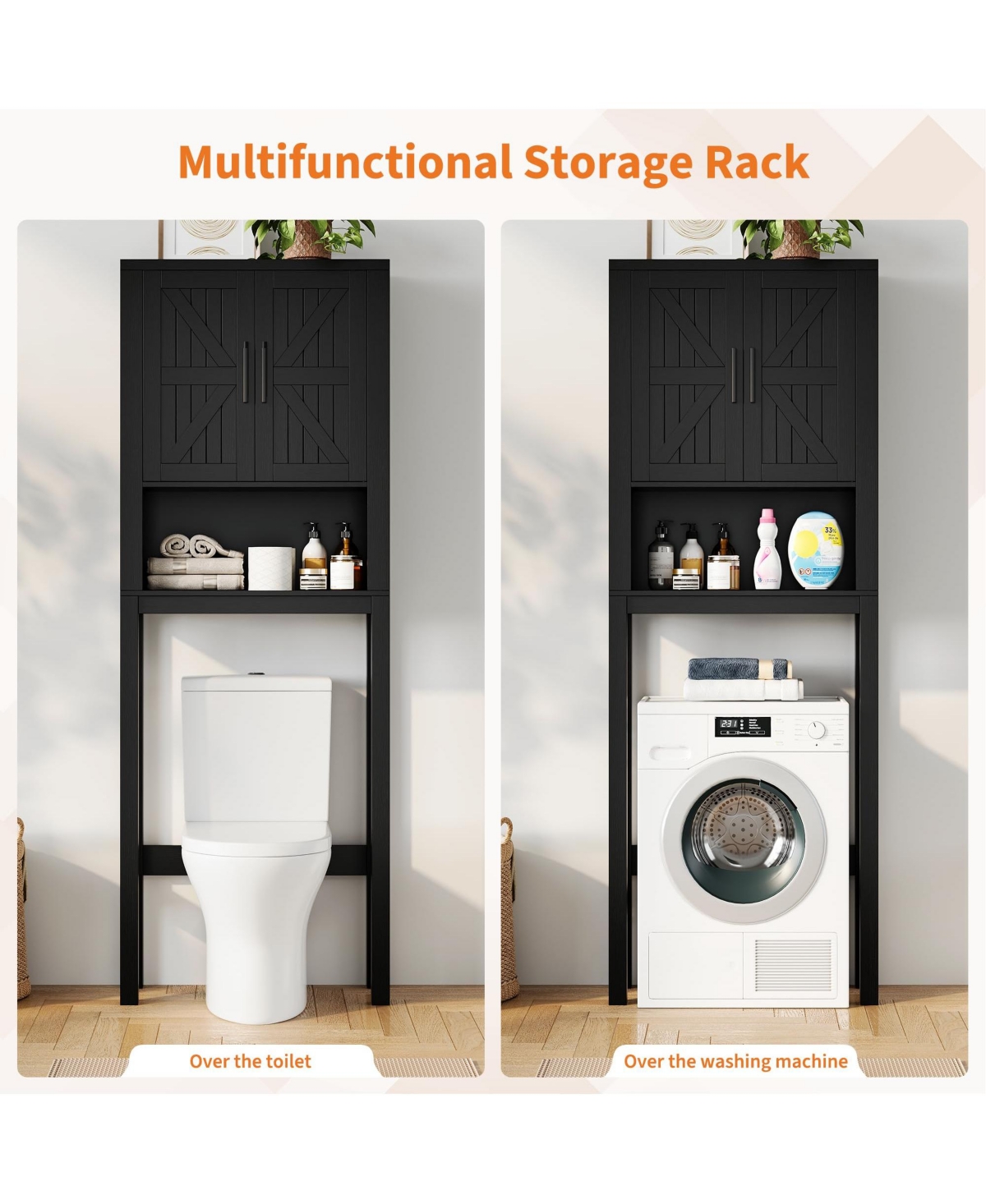 Homfan 23.6 Inches Wide Toilet Rack with Over The Storage Cabinet , Small Freestanding Space Saver