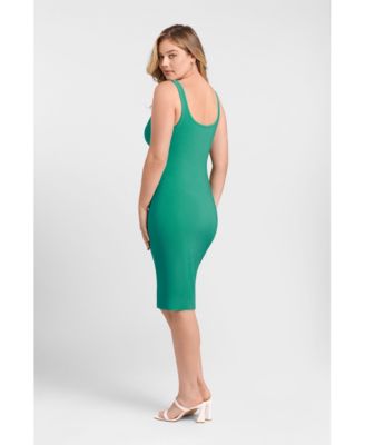 Women's Sculpting Shapewear Square Neck Tank Midi Dress