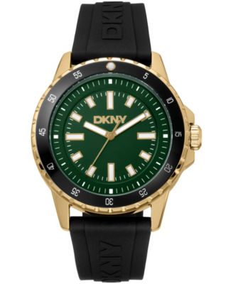 Men's Sport Watch Green Dial Black Silicone Strap, 43mm