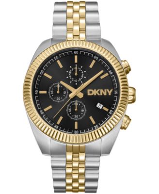 Men's Chronograph Black Dial Two-Tone Gold Stainless Steel Bracelet Watch, 42mm