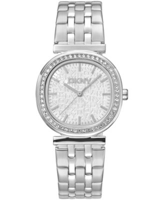 Women's Silver Dial Crystal Bezel Stainless Steel Bracelet Watch, 30mm