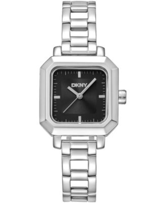 Women's Black Dial Open Link Stainless Steel Bracelet Watch, 27 x 27mm