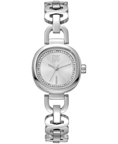 Женские часы DKNY Silver Crystal Accented Dial Stainless Steel Open Link Bracelet Watch, 24mm