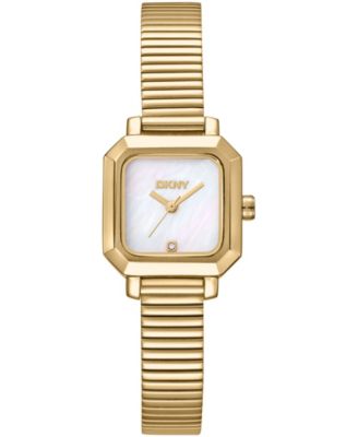Women's White MOP Dial Gold-Tone Stainless Steel Tubogas Bracelet Watch, 22mm