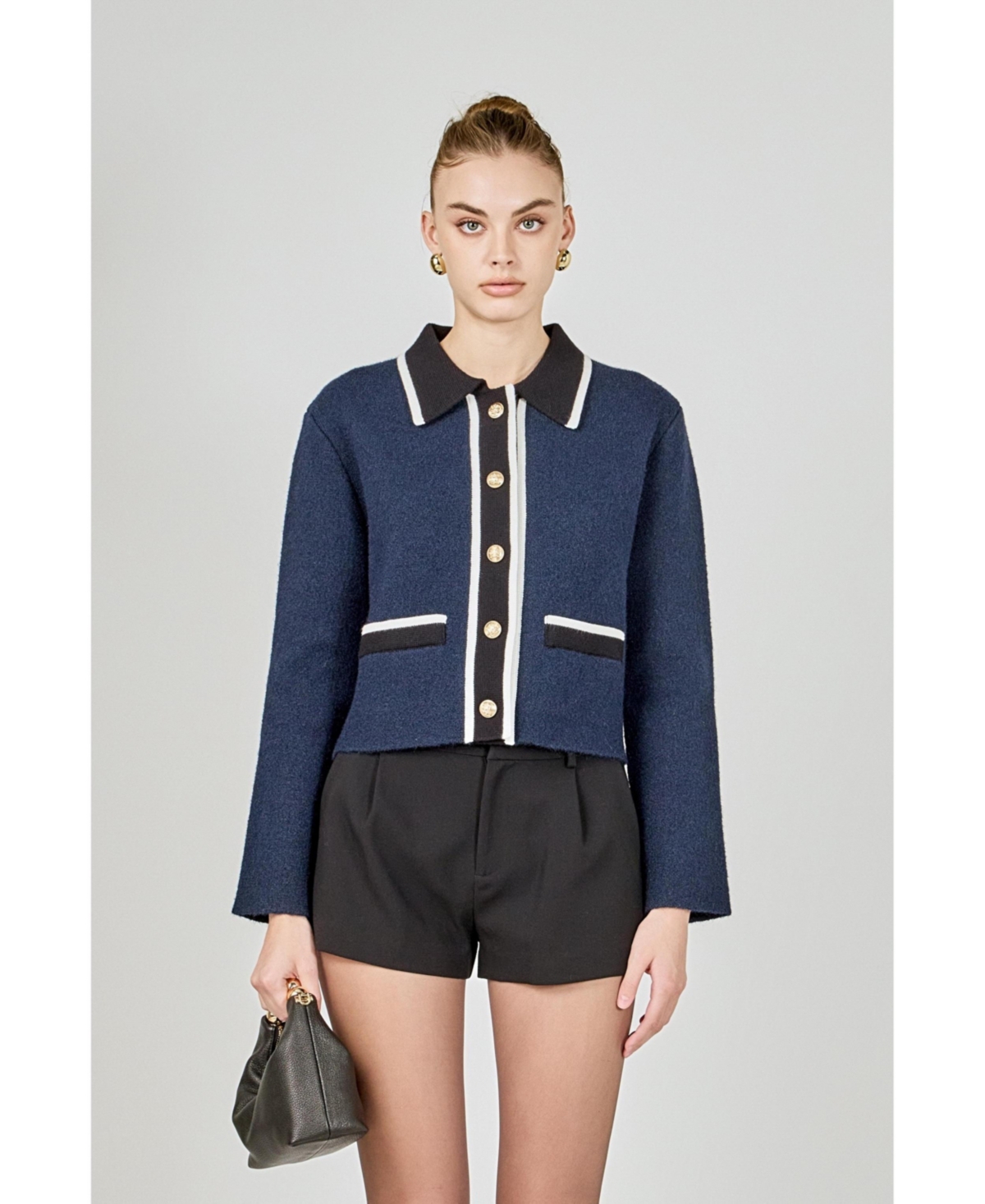 English Factory Women's Contrast Placket Cardigan