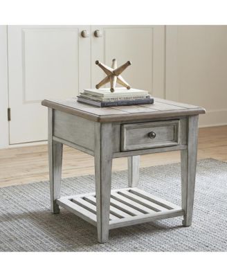 Heartland Drawer End Table in Antique White w/ Tobacco Top