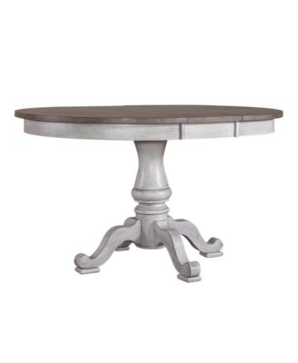 Liberty Furniture Ocean Isle Pedestal Table Set in Antique White w/ Weathered Pine