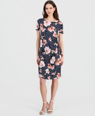 Women's Printed Short-Sleeve Sarong Dress