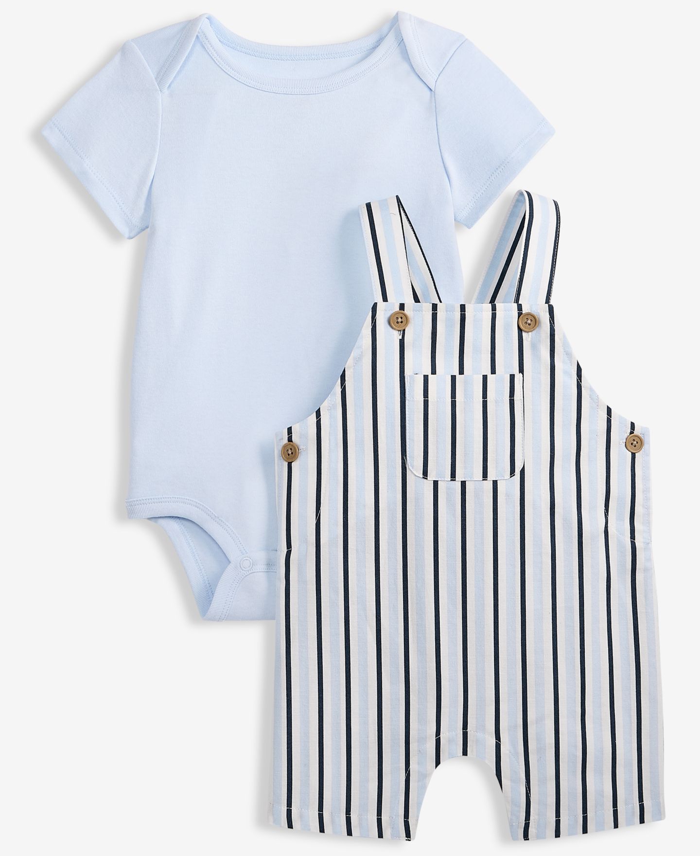 Комплект First Impressions Bodysuit & Striped Shortall, 2-Piece Set для мальчиков-малышей — фото 1