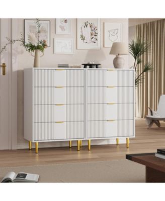 4 Drawer 36.85" Tall Fluted Engineered Wood Chest of Drawers with Metal Handle