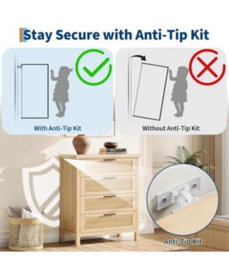 4 Drawer Dresser, Oak Wooden Chest of Drawers with Metal Handles, Storage Cabinet for Bedroom Nursery Living Room Closet