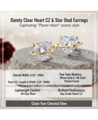 Heart CZ & Star Stud Earrings
