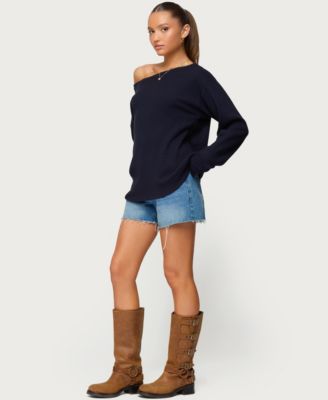 Women's Damari Off Shoulder Oversized Waffle Top