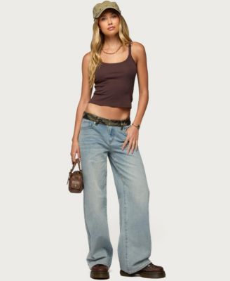 Women's Camo Waist Low Rise Baggy Jeans