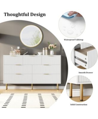 Fluted Dresser for Bedroom,7 Drawer Dresser,Wooden Chest of Drawers,Modern Storage Dressers for Living Room, Closet, Hallway,Entryway