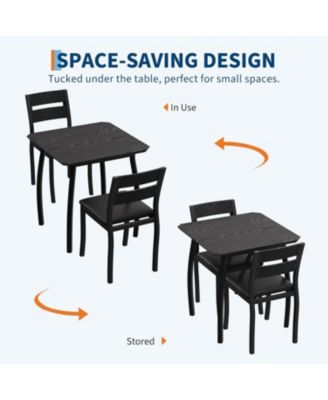 3Pcs Dining Table Set for 2, Small Kitchen Table Set with 2 Upholstered Chairs and Metal Frame & Wood Tabletop, Apartment, Home Kitchen