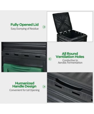 80 Gallon Compost Bin Garden Waste Container Grass Food Trash Barrel Fertilizer