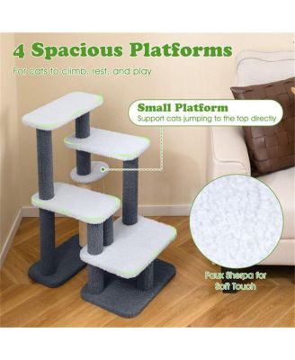 2-in-1 Pet Steps & Activity Center for Elderly Cats and Small Dogs, 4-Level Stairs with Scratching Post