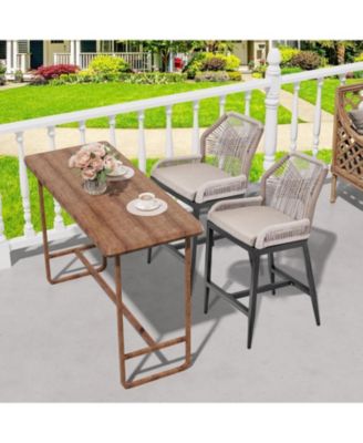 Outdoor Bar Stools Leaf Bohemia Wicker Rattan High Top Patio Chairs Back & Footrest