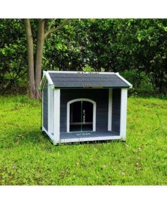 Outdoor Dog House: Wooden Shelter with Asphalt Roof & Raised Floor, Easy Assembly