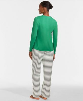 Women's Knit 2 Piece Pajama Set - Long Sleeve Top and Pants