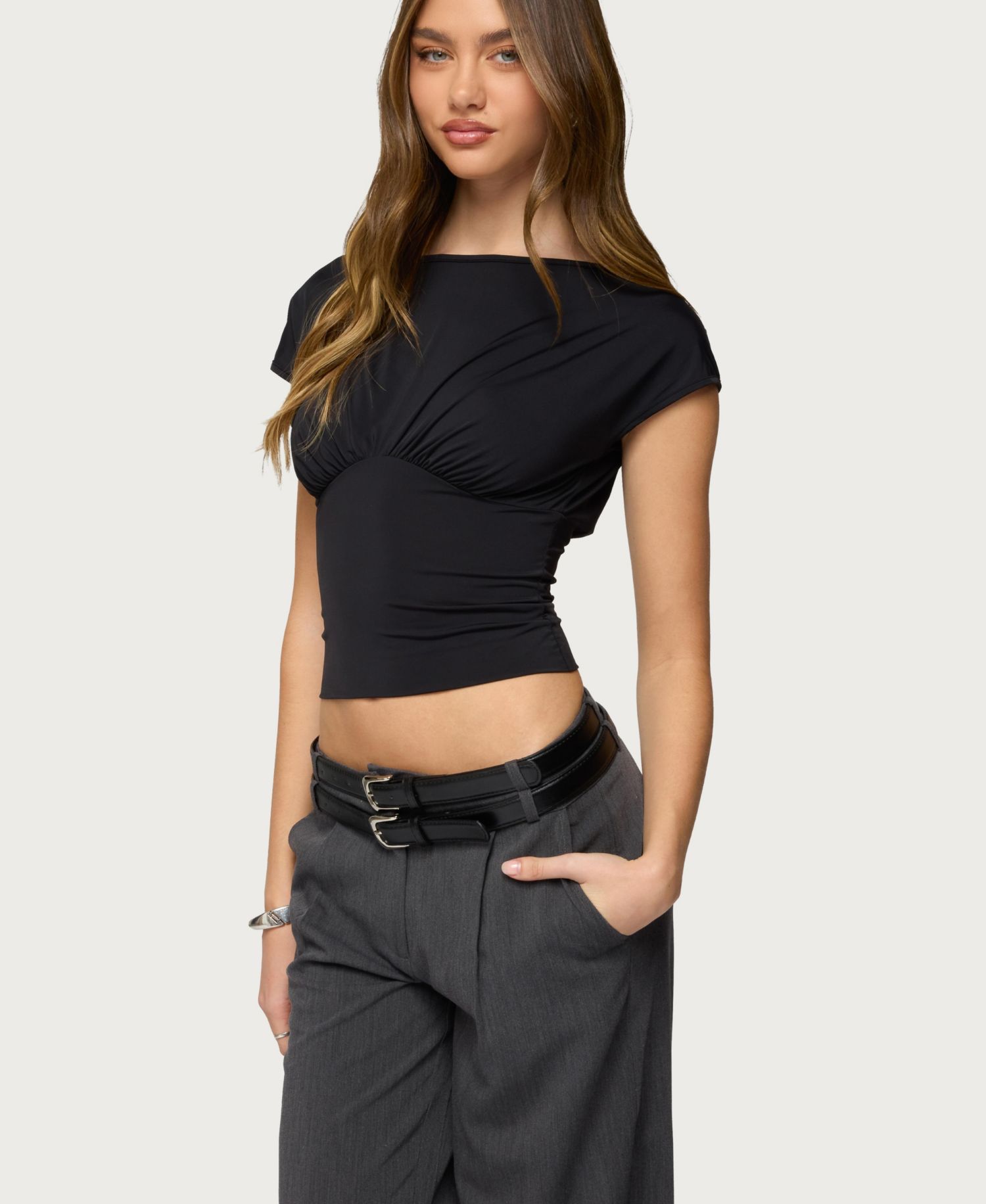 Women's Leonah Ruched Boat Neck Top