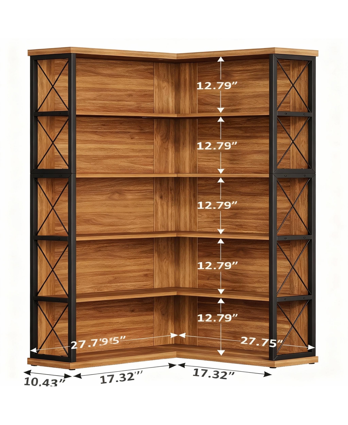Yigii 5-Tier L-Shaped Corner Bookshelf for Living Room, Home Office