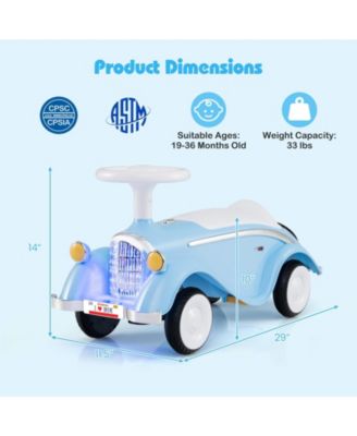 Toddler Ride on Toy Classic Sliding Car with Horn and LED Headlight