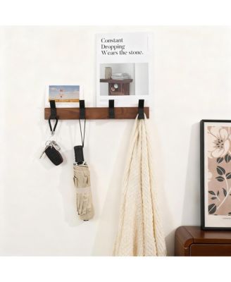 Walnut Wood & Aluminum Coat Rack,Rustproof, Easy Install