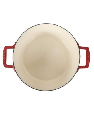 6 Qt Round Matte Enamel  Cast Iron Dutch Oven Pot With Lid - Red