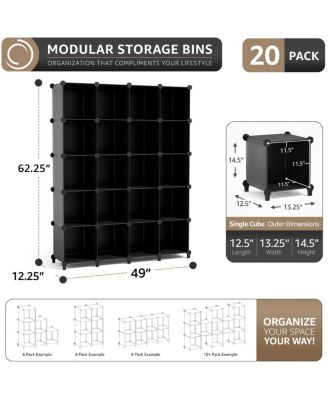 20-Cube Storage Organizer Cubby Shelf for Closet, Toys, Books, and More Space-Saving Bookshelf for Bedroom, Living Room, or Office