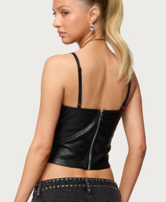 Women's Nia Cutout Shredded Faux Leather Top