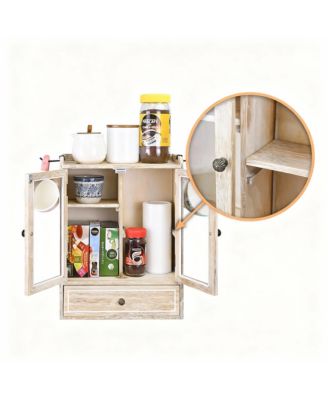 Wooden Storage Cabinet with Adjustable Shelves, Hooks, Drawer for Bathroom Vanity