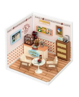 Dollhouses, Building Model with Cafe Miniature House, Play Furniture Toy for Toddlers, Multicolored, 6.4"6.4"6"