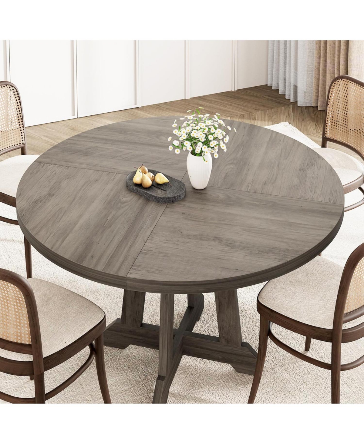 gaomon Round Dining Table for 4 to 6 People, 47" Table, Wooden Kitchen with Sturty Legs, Room Room, Ki
