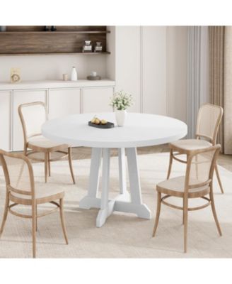 Round Dining Table for 4 to 6 People, 47" Round Dining Table, Wooden Kitchen Table with Sturty Legs, Dining Room Table for Dining Room, Kitchen