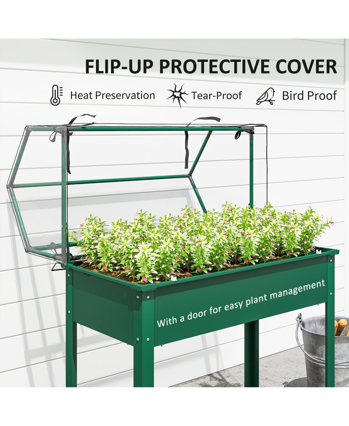 Outsunny Raised Garden Bed with house Cover,